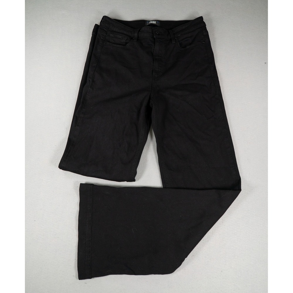 Paige Womens Jeans Leenah High Rise Wide Leg Black Shadow Size 30 Denim